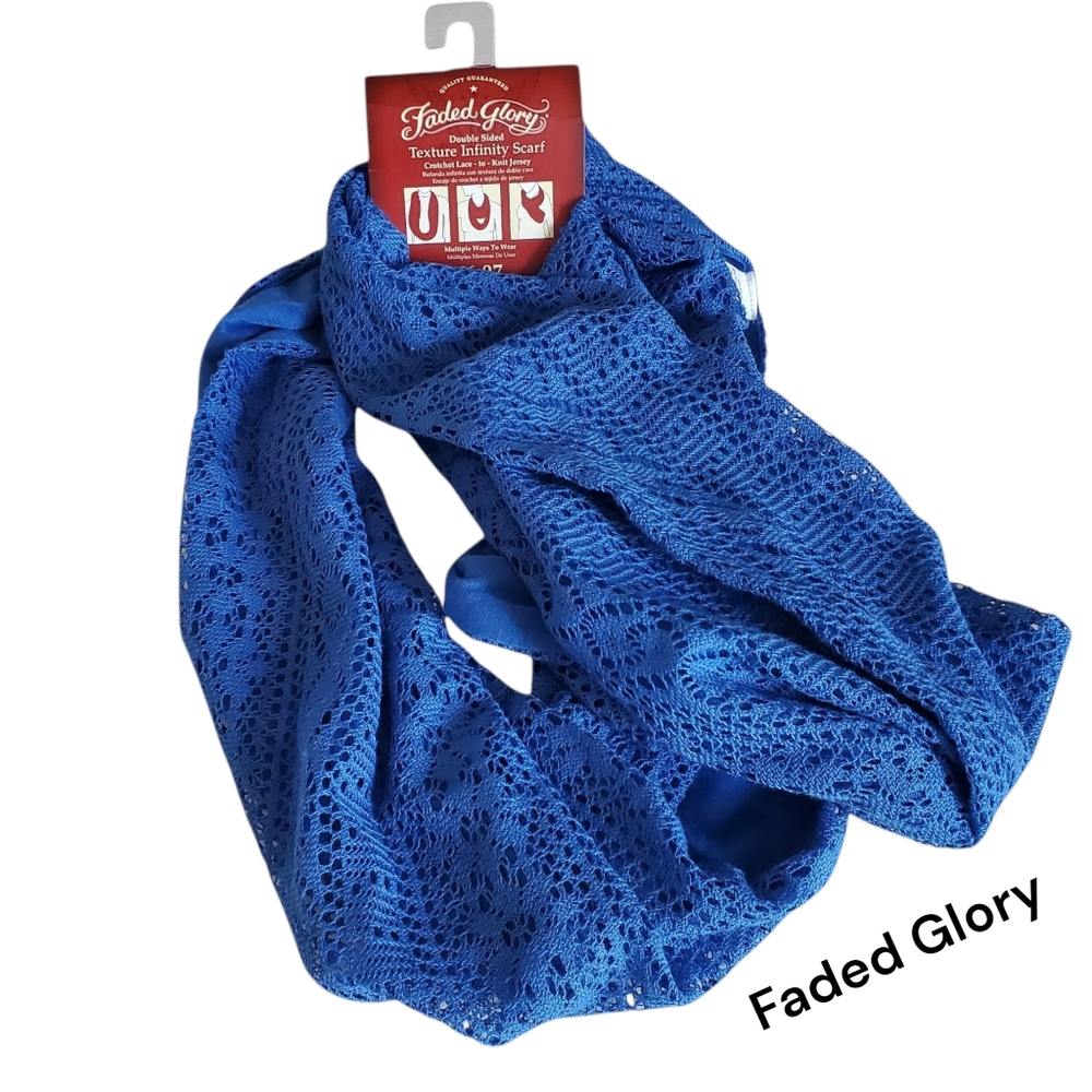 NWT Faded Glory Textured Infinity Scarf Double Sided